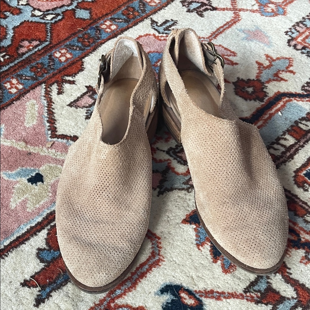 Crown Vintage Taupe Perforated Mules